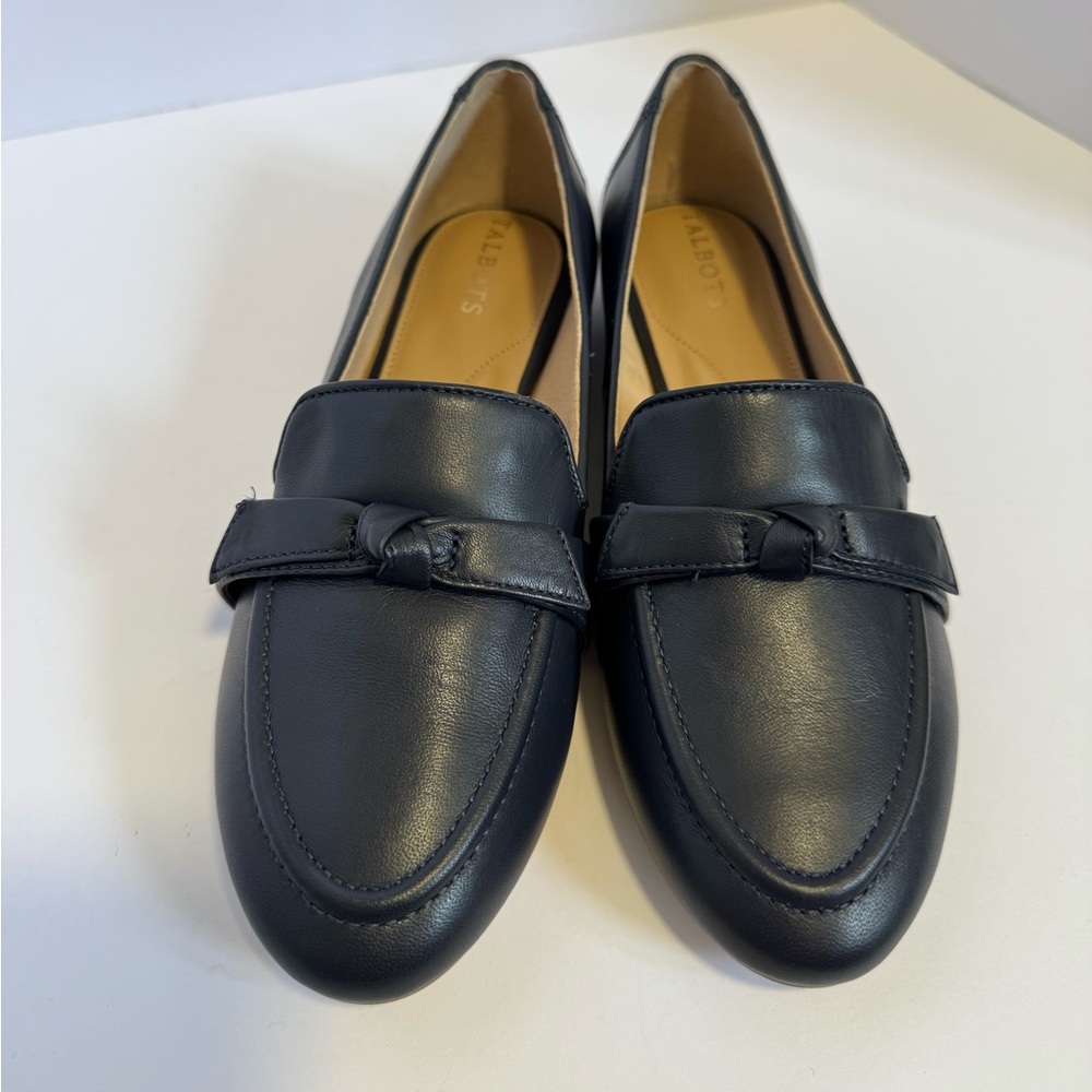 Talbots Ryan Bow Nappa Leather Loafers navy size 7